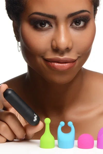 Bang 3" Rechargeable Bullet Vibe with 4 Glow-In-The-Dark Attachments