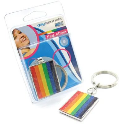 Gaysentials Rainbow Flag Pewter Key Chain