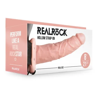 Hollow Strap on Without Balls 8 Inch Flesh