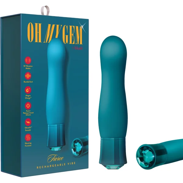 Oh My Gem Fierce Rechargeable Silicone Warming G-Spot Vibrator By Blush - Blue Topaz