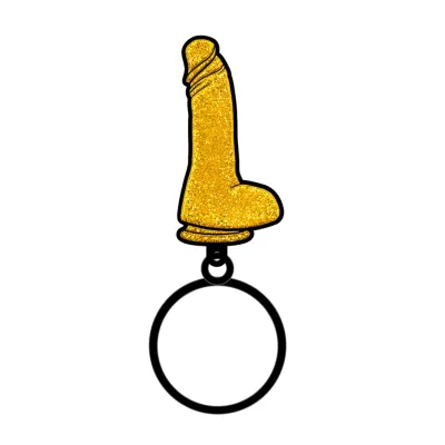 Gold Glitter Dildo Keychain