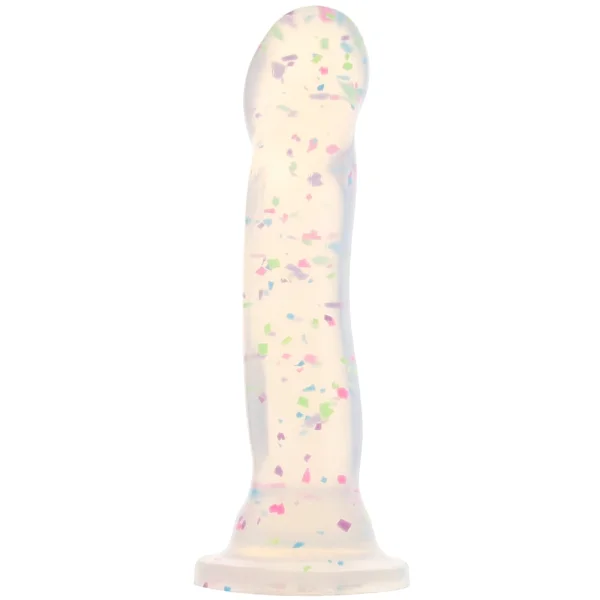 Neo Elite Hanky Panky Glow In The Dark 7.75" Silicone Suction Cup Dildo by Blush - Confetti