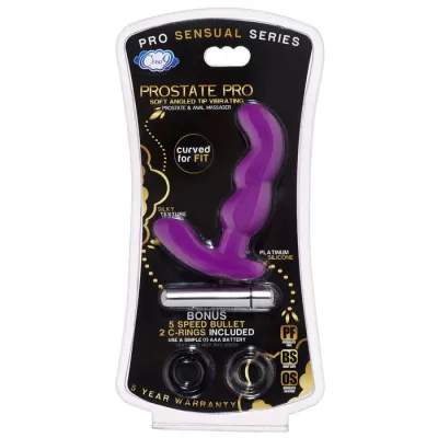 Cloud 9 Prostate Pro Soft Angled Tip Prostate Anal Massager Purple with C Rings