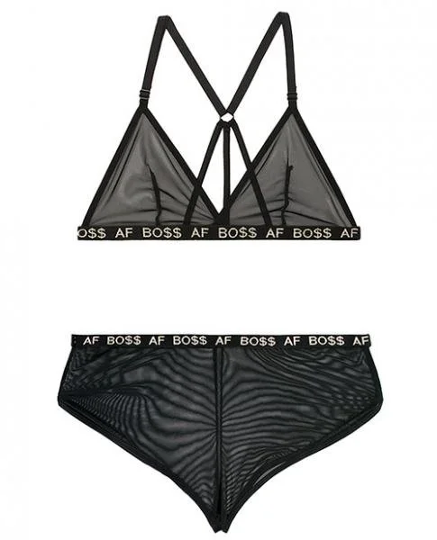 Vibes Boss AF Bralette & Retro Shorts Black M/L