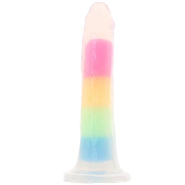 Lollicock Glow In The Dark 8" Silicone Suction Cup Dildo - Rainbow