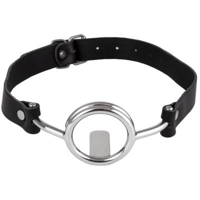 Bondara Luxe Tongue Depressor Leather Stainless Steel Mouth Gag