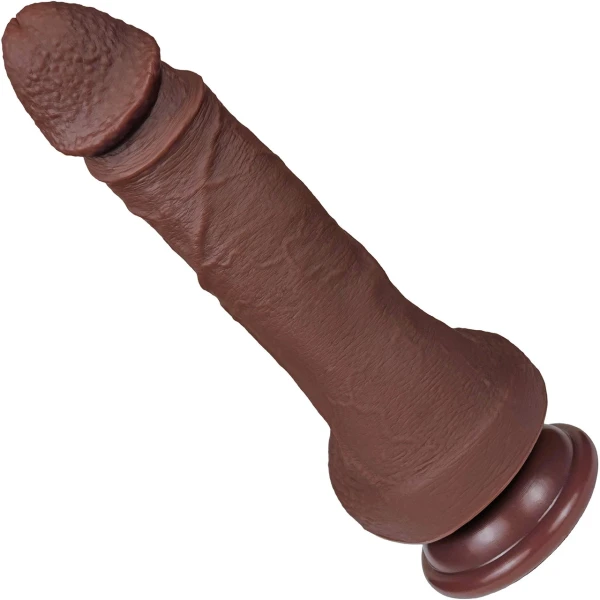 The Thriller 6.5 Inch Silicone Realistic Dildo With Balls & Suction Cup Base By Fukena - Chocolate