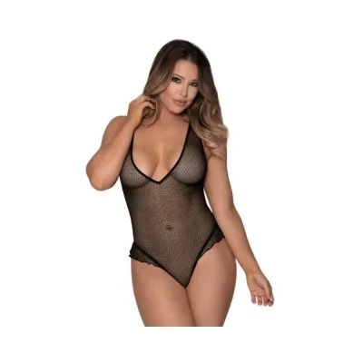 Magic Silk Girl Next Door Plunge Teddy Black L xl