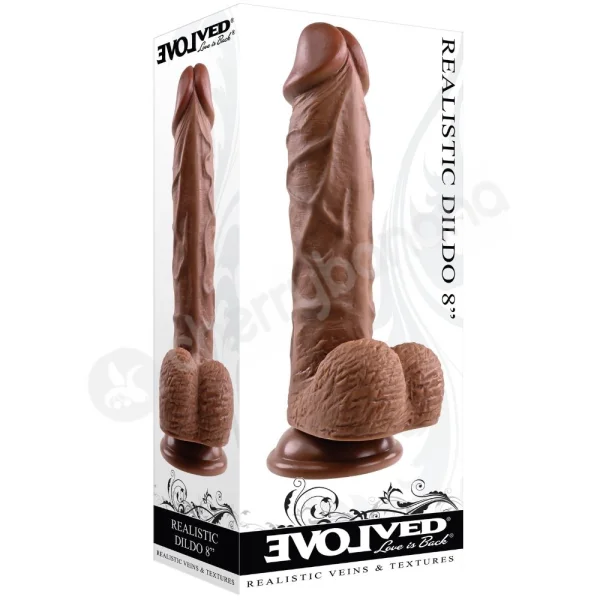 Evolved Realistic Dildo 8'' Dark Life-Like Dual Density Dong