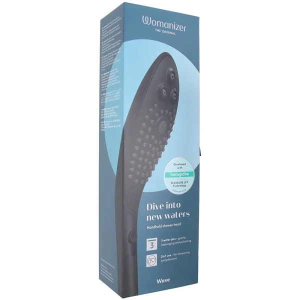 Womanizer Wave Shower Head & Water Massage Clitoral Stimulator - Black