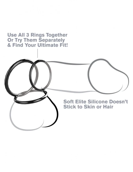 Fantasy C-Ringz Silicone 3-Ring Stamina Set By Pipedream - Black