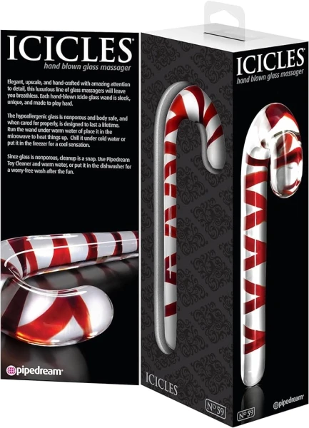 Icicles No. 59 Candy Cane Glass Dildo