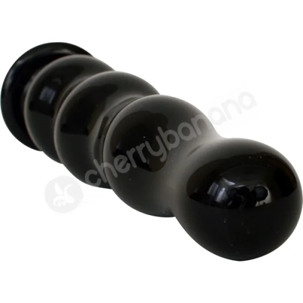Crystal Ripples Black Rippled Butt Plug