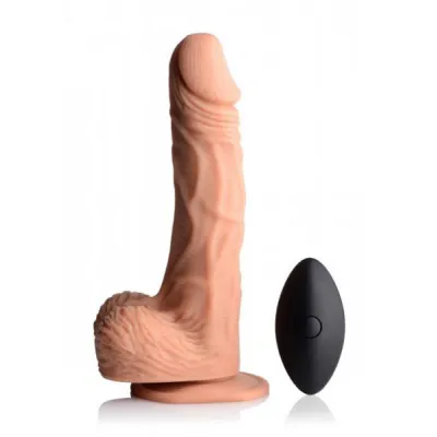 Strap U 10x Groove Silicone Vibrating Rotating Dildo W Remote Harness
