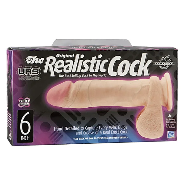 Doc Johnson The Realistic Cock UR3 6" - Vac-U-Lock Compatible Suction Cup - Vanilla