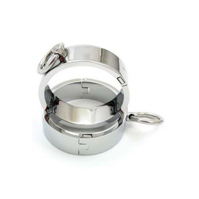Locking Metal Wrist Cuffs Silver