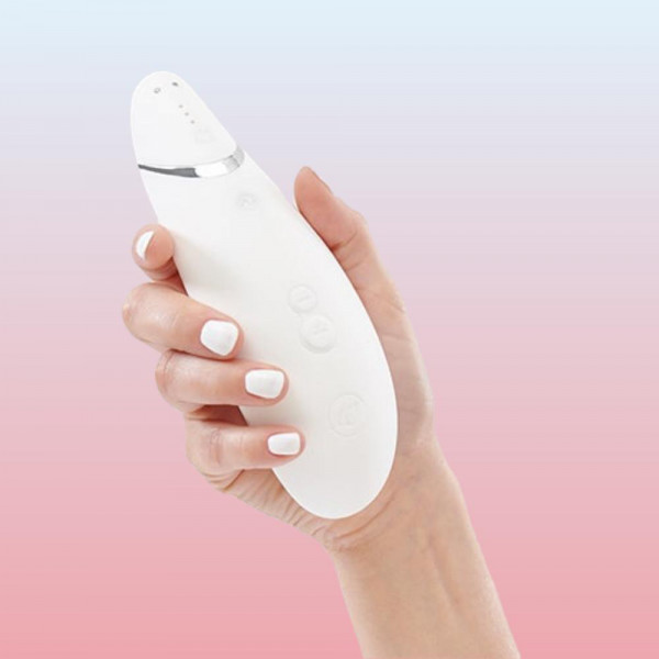 Womanizer Premium White/Chrome Air Suction Clit Stimulator