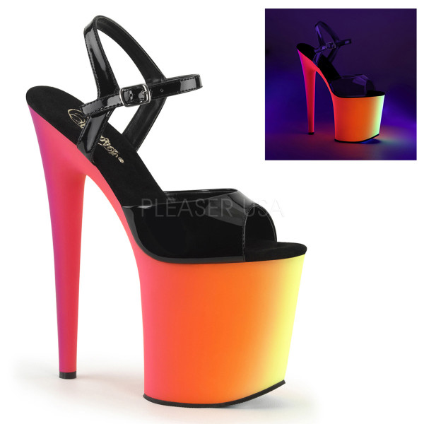 8 inches Heel, 4 inches PF Ankle Strap Sandal W/Neon MC PF Bottom — image 5 of 8
