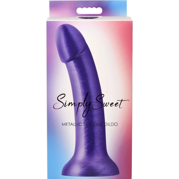 Simply Sweet 7" Silicone G-Spot Dildo With Suction Cup - Metallic Pink
