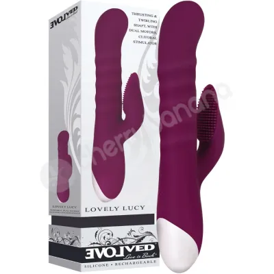 Evolved Lovely Lucy Thrusting Twirling Vibrator With Clit Stimulator