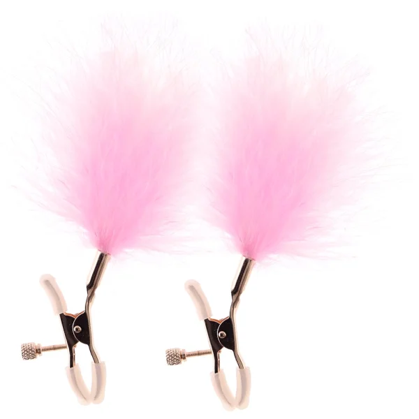 Bound Adjustable F1 Feather Nipple Clamps by NS Novelties - Rose Gold & Pink