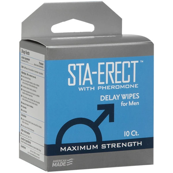Sta-erect With Pheromone Delay Wipes For Men 10 Pack