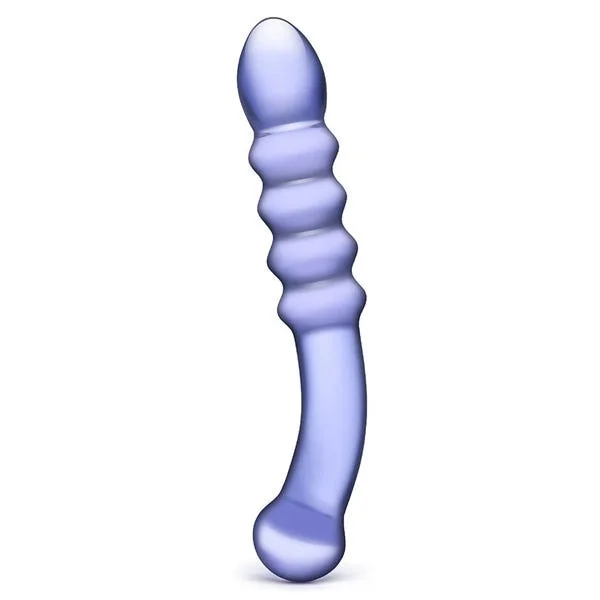 Glas Purple Rain Ribbed Glass Dildo