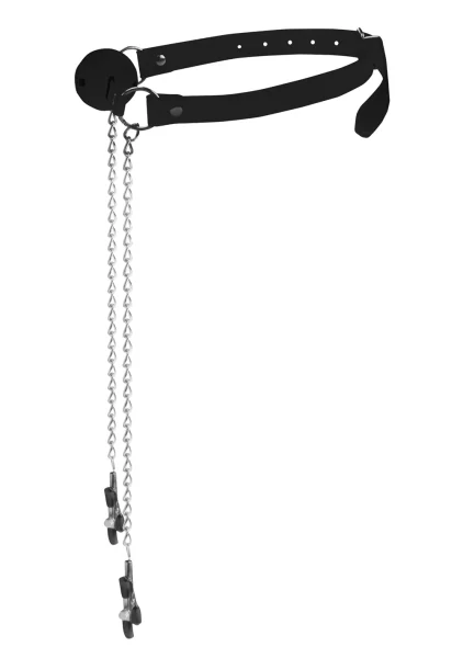 Ouch! Ball Gag With Nipple Clamps
