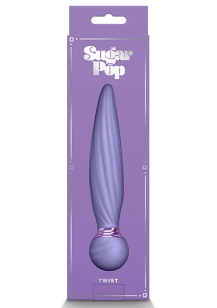 Sugar Pop Twist Rechargeable Silicone Gyrating Insertable Vibrator - Purple