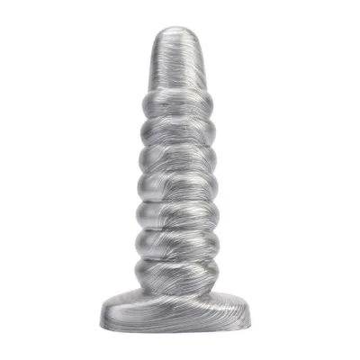 Ribbed Metallic Dildo