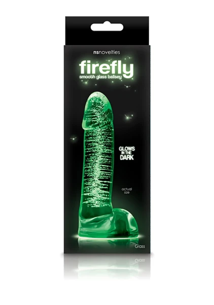 Firefly Glass Smooth Ballsey Dildo - Glow In The Dark