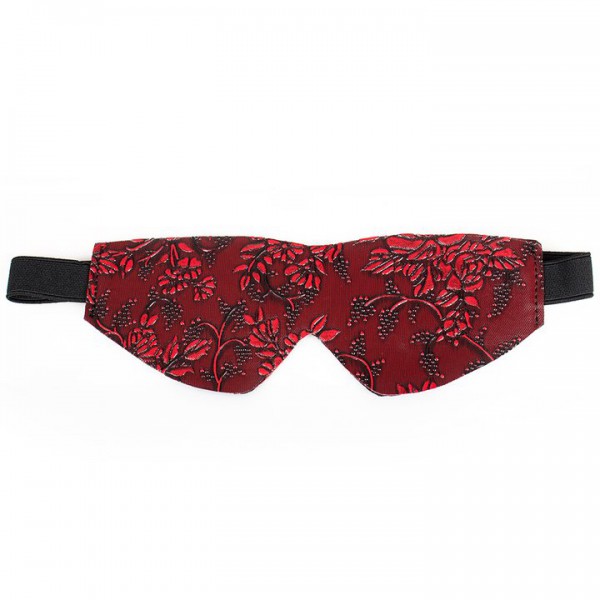 Bondara Hidden Indulgence Red and Black Floral Blindfold