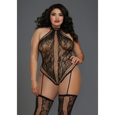 Queen Size Lace Teddy Bodystocking Black Classy Sexy Lingerie