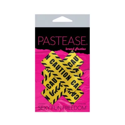 Pastease Crossed Caution Tape Nipple Pasties