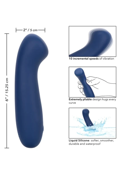 Cashmere Satin G Rechargeable Waterproof Silicone G-Spot Vibrator By CalExotics - Blue
