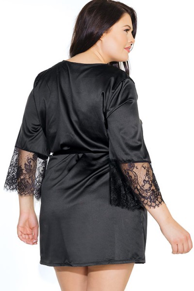 Coquette Nightshade Black Satin Robe