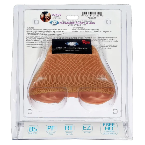 Realistic Body Mold Stroker - Pleasure Pussy and Ass - Wide-Spread Legs - Tan