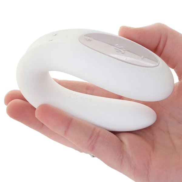 Satisfyer Double Joy Wearable Silicone Dual Stimulation App Enabled Couples Vibrator - White