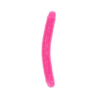 Couples Dildos Realrock Glow In The Dark Double Dong 12 In Dual ended Dildo Neon Pink