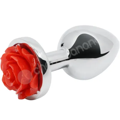 Hidden Treasures Silver Red Rose 2 9 Butt Plug