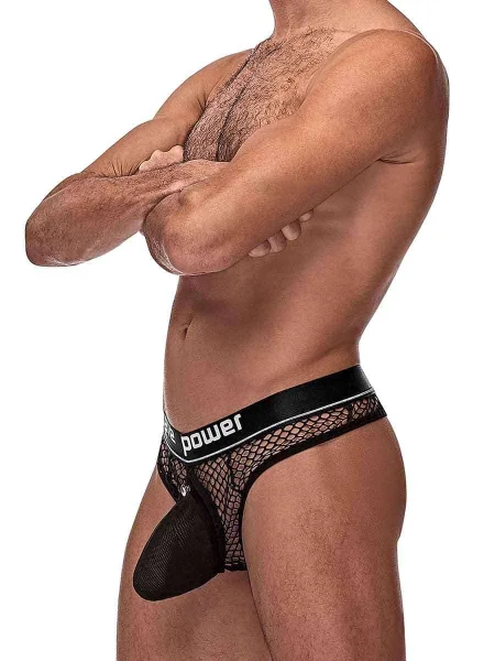 Cock Pit Net Cock Ring Thong - L- XL - Black