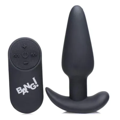 21x Silicone Butt Plug With Remote Black