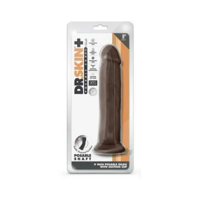 Dr Skin Plus Posable Thick Dildo 9 In Chocolate