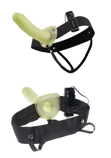 Fetish Fantasy Series for Him or Her Vibrating Hollow Strap-on - Glow in the Dark