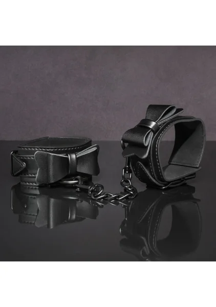 Sincerely Bow Tie Cuffs By Sportsheets - Black