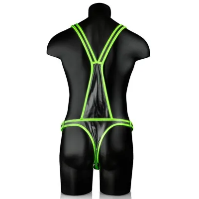 Ouch Glow In the Dark Bonded Leather Body Harness and Briefs
