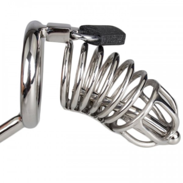 Torment Stainless Steel Chastity Cage with Sound and Anal Ball