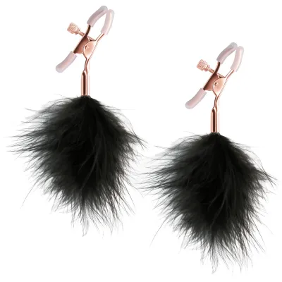 Bound Adjustable F1 Feather Nipple Clamps by NS Novelties Rose Gold Black