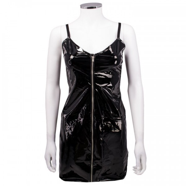 Bondara Siren Wet Look Zip-Up Bodycon Dress