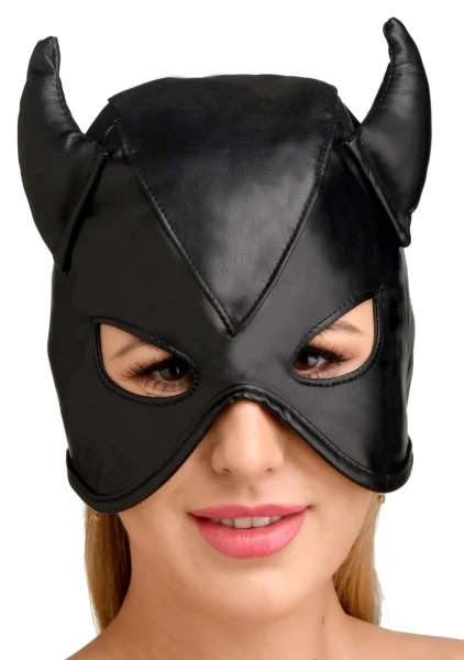 Master Series Dungeon Demon Bondage Hood with Horns